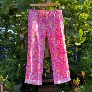 Lilly Pulitzer Pink and Yellow Floral Pants
